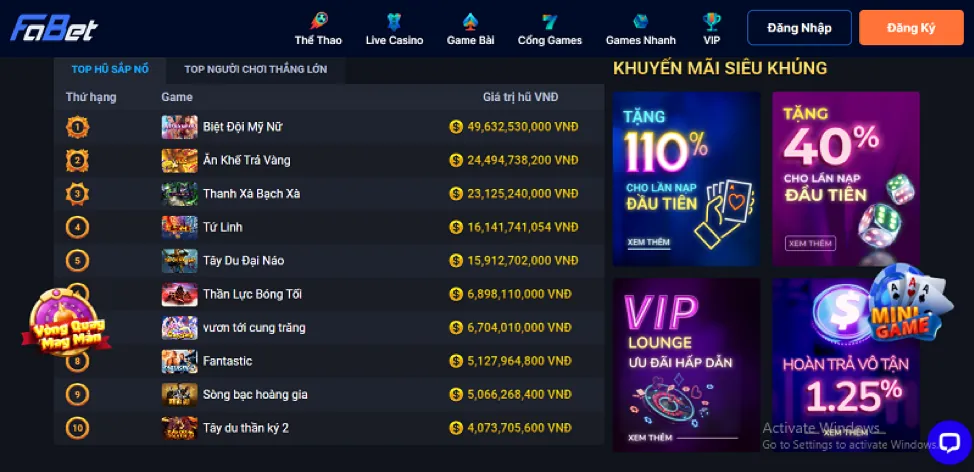 Trò chơi nổ hũ với biểu tượng jackpot lớn tại bon68
